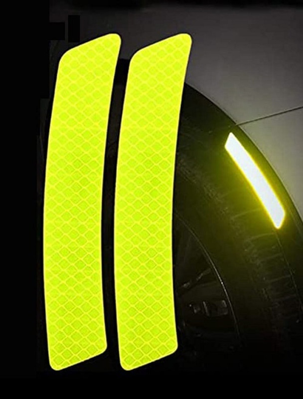 Affitude Auto 2pcs Big Size 3D Super Reflective Stickers Carbon Fiber Strips (Neon) Car Pet Door Protector