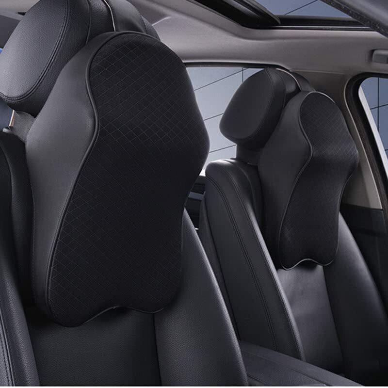 MANTAVYA Black Cotton, Leather Car Pillow Cushion for Universal For Car(Contemporary, Pack of 1)