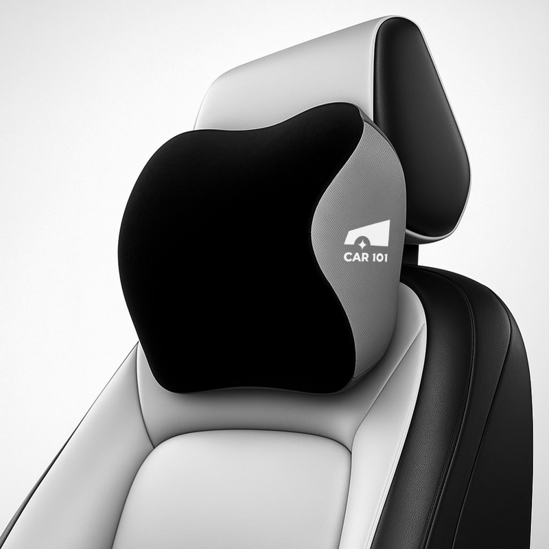 Car 101 White Memory Foam, Cotton, Leather(Oval, Pack of 1)