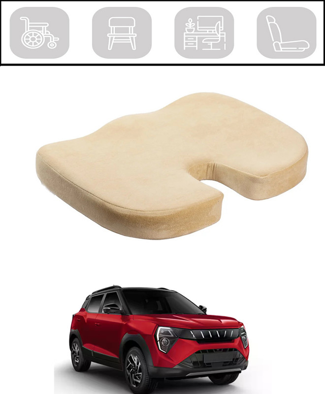 MATIES Beige Memory Foam Car Pillow Cushion for Mahindra(Contemporary, Pack of 1)