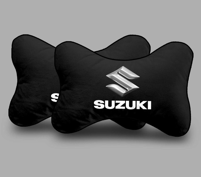 kioni Black Velvet Car Pillow Cushion for Maruti Suzuki(Rectangular, Pack of 2)