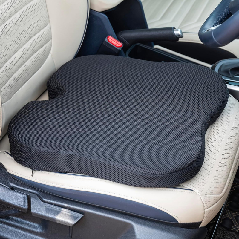 NWLY Car Pillow Cushion for Car Black Memory Foam (Contemporary, Pack of 1) Back / Lumbar Support(Black)
