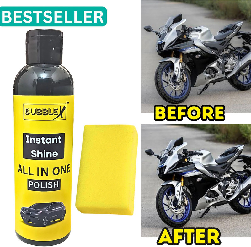 BUBBLEX Liquid Car Polish for Dashboard, Leather, Tyres, Windscreen, Chrome Accent(200 ml)