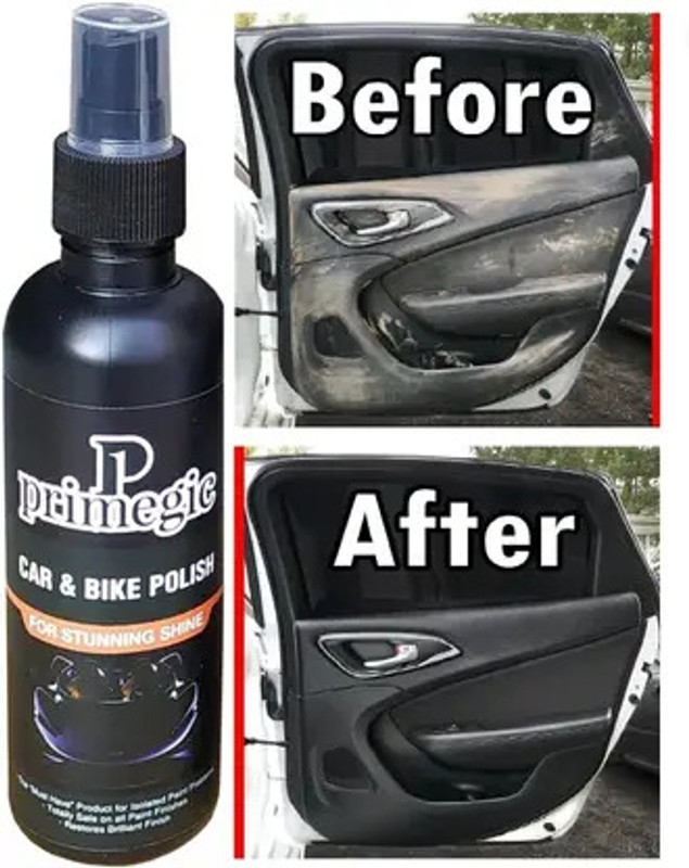 PRIMEGIC Liquid Car Polish for Chrome Accent, Bumper, Dashboard, Exterior, Headlight, Leather, Metal Parts, Windscreen(600 ml, Pack of 3)