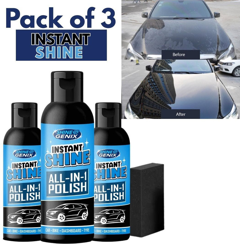 Shine Genix Paste Car Polish for Metal Parts, Chrome Accent, Leather, Windscreen, Exterior(200 ml, Pack of 3)