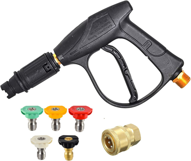 TOOLBUX High Pressure Washer Gun M22 Brass Spray Gun with 5pc 1/4 Quick Connect Tips Pressure Washer