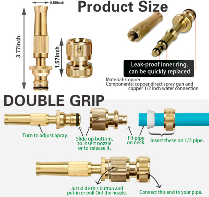 PGK TRADERS Brass Water Spray Nozzle, Car & Bike Washing Nozzle Water Pressure Nozzle Pressure Washer