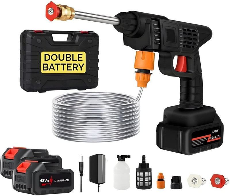 AVMeTraders Double Battery Portable Pressure Washer gun with Rechargeable Battery 48w Pressure Washer