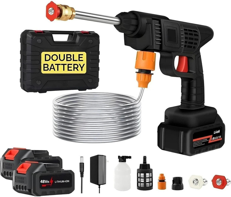 Lockhouse High Pressure Water Gun for Car & Bike Wash Cleaning(Double_Battery) Pressure Washer