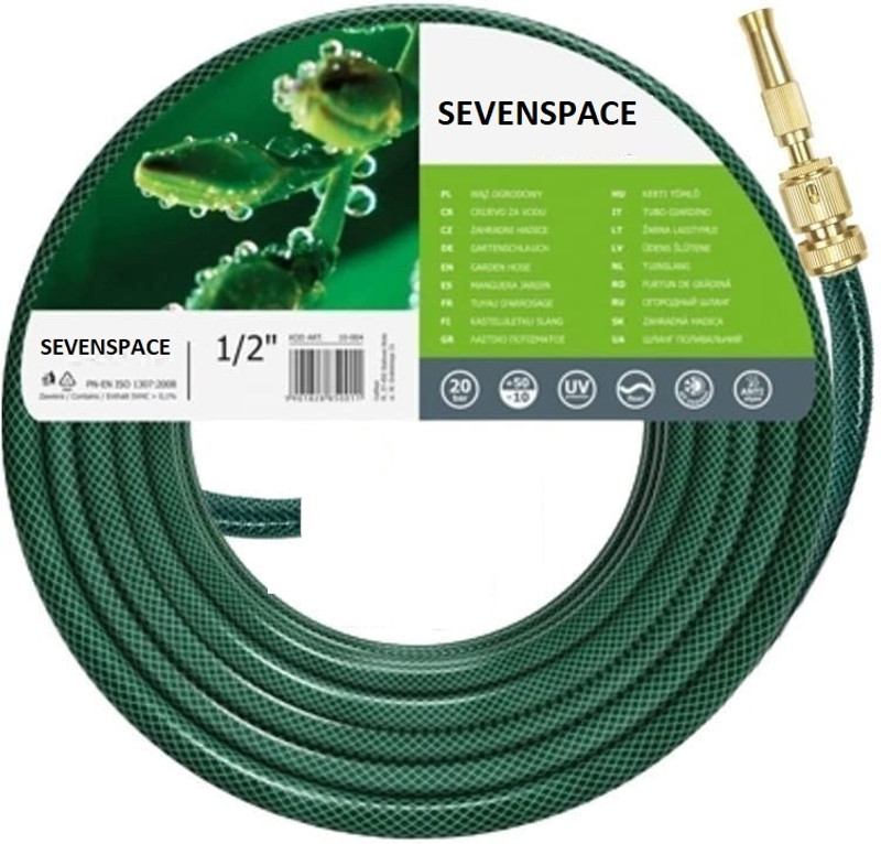 SEVENSPACE Brass Nozzle Water Spray Gun Jet Hose Pipe High Pressure 10 Mtr Hose Pipe Spray Gun