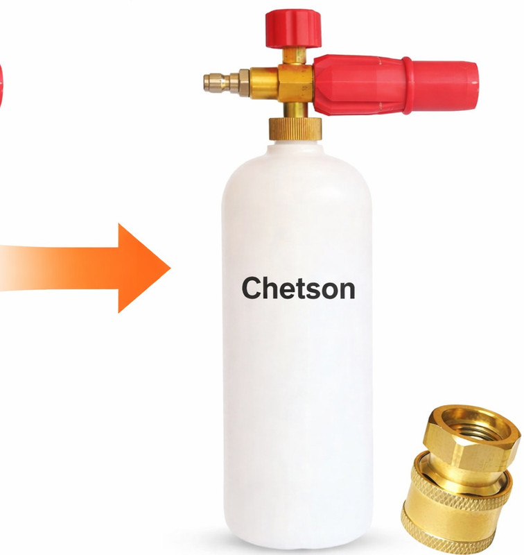 Chetson Heavy Duty Professional Foam Cannon Lance 1Ltr Bottle with 1/4Inch Brass Adapter Spray Gun