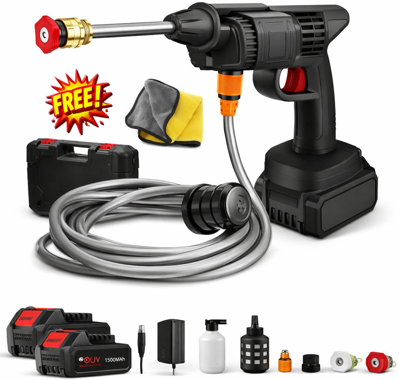 BOLPOK Cordless High Pressure Car Washer Gun 48V 12000mAh|with 2 Batteries Spray Gun