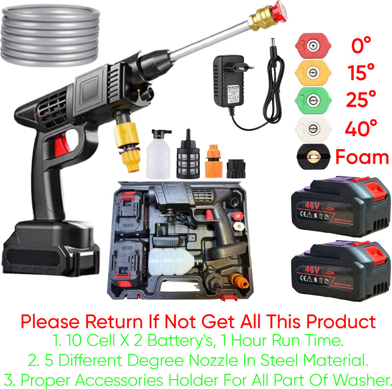Washify (Double Battery) Cordless Portable Wireless Pressure Washer Gun 48V Pressure Washer