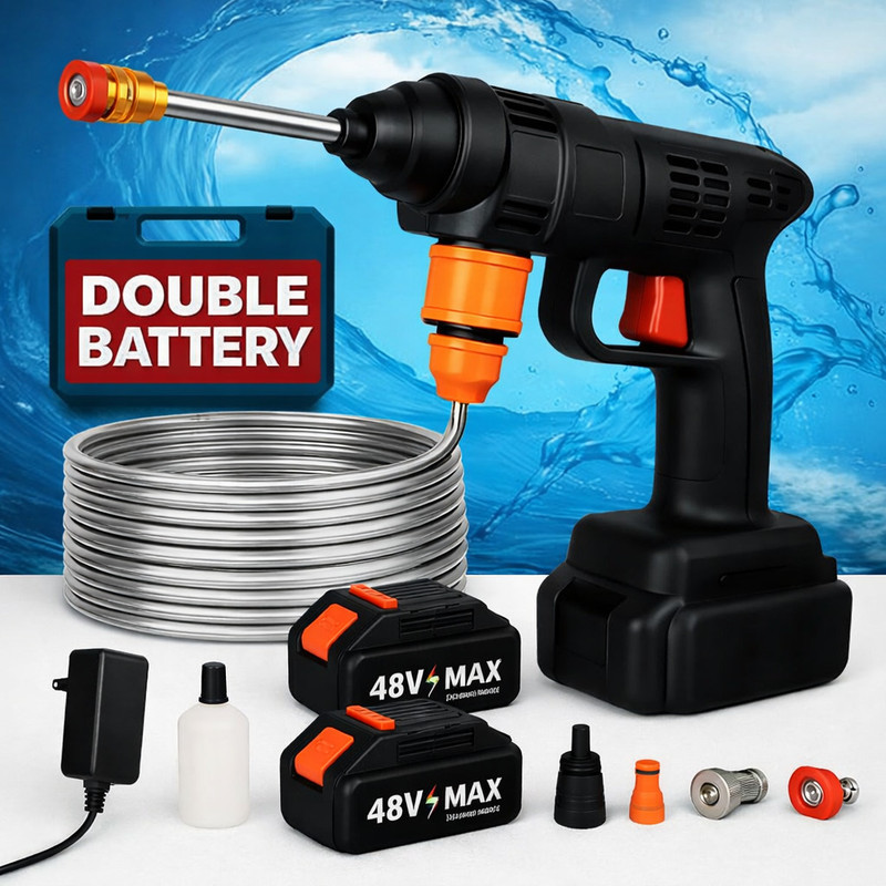 NextGen Cordless High Pressure Washer Gun / 48V Double Battery for Car_Bike_MultiClean Pressure Washer