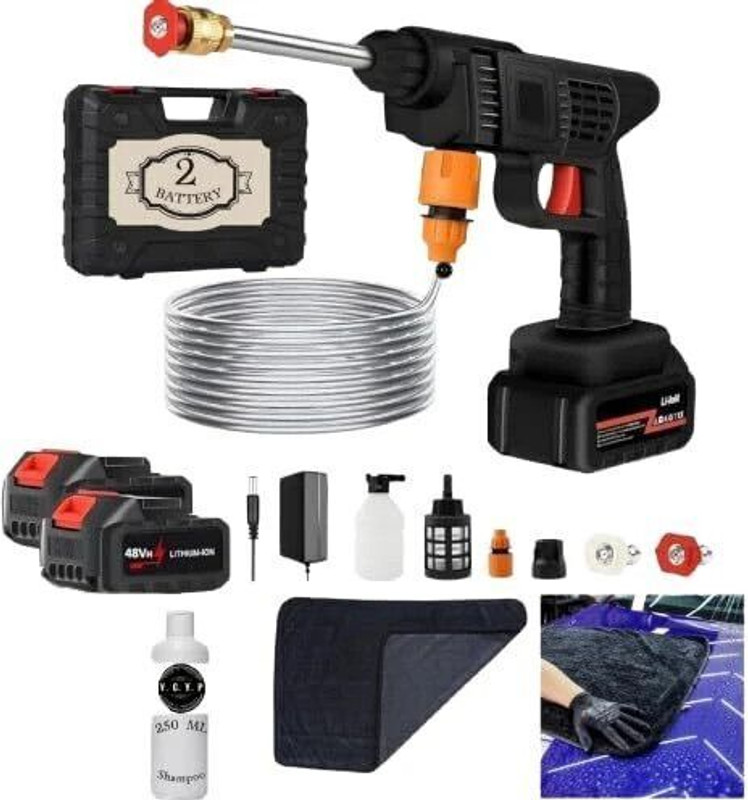 Jrvent High Pressure Washer Gun 48V 12000mah | Free Microfibre Cloths & Car Shampoo Pressure Washer