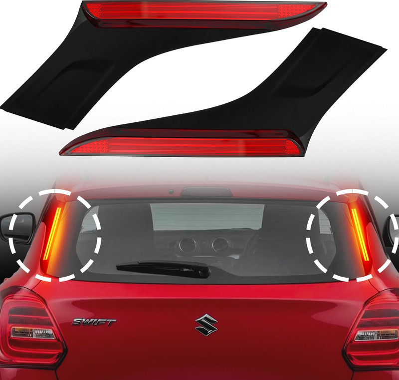 TOCIT Maruti Swift Pillar Matrix Glow DRL with Brake, Reverse & Indicator (All Models) Car Reflector Light(Red, Black)