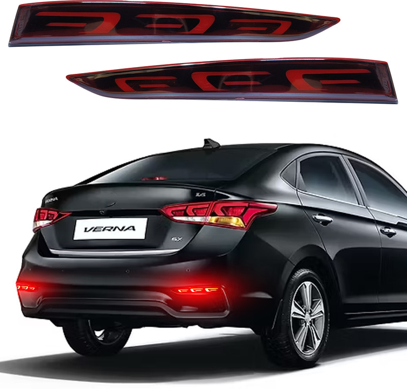 TOCIT Hyundai Verna Reflector Light Matrix Indicator DRL Rear Upgrade Kit Car Reflector Light(Black, Red)