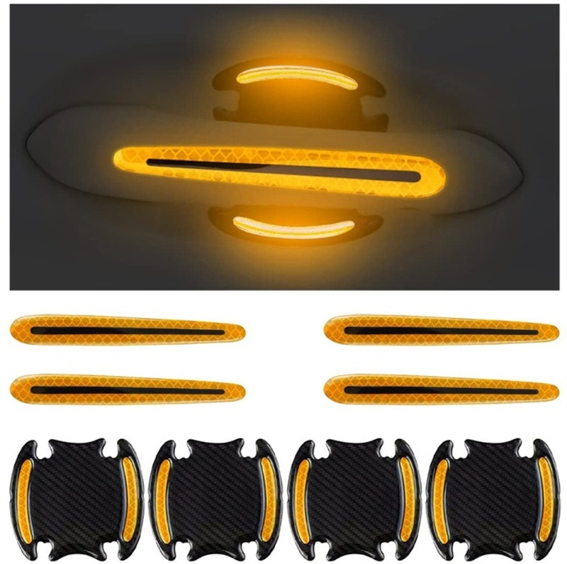 Mr fix Universal Transparent Car Door Cup Handle Protection Scratch Guard Film Car Reflector Light(Yellow)