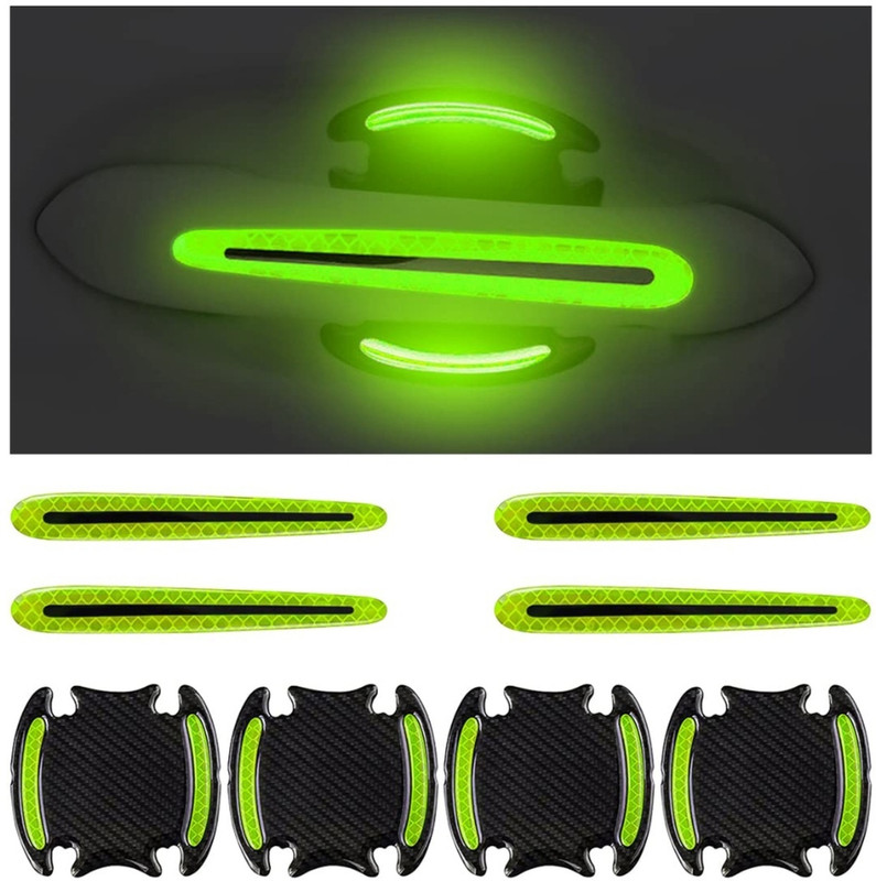 Mr fix Self-Adhesive Reflective Car Door Handle Protector Scratch Guard Stickers Car Reflector Light(Green)