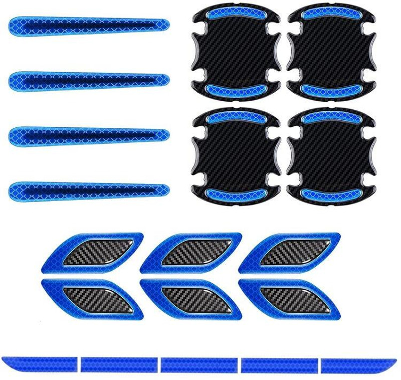 Mr fix Reflective Stickers for Cars with Car Door Handle Scratch Protector Car Reflector Light(Blue, Black)