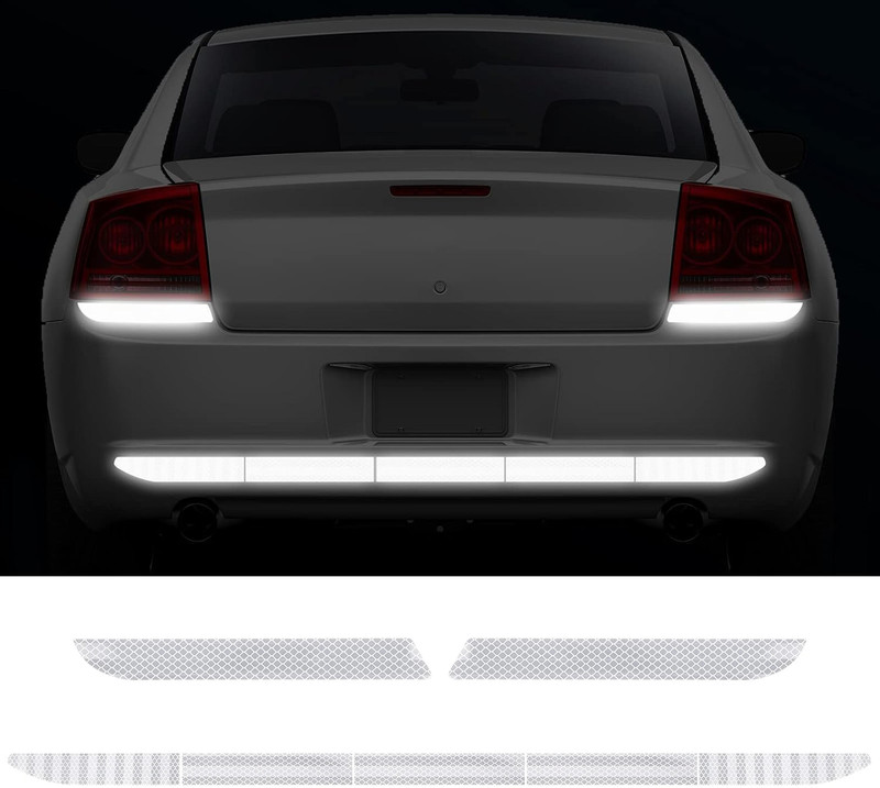 Affitude Auto Reflective Sticker Stripes Car White Adhesive Night Bright Safety Warning Car Reflector Light(White)