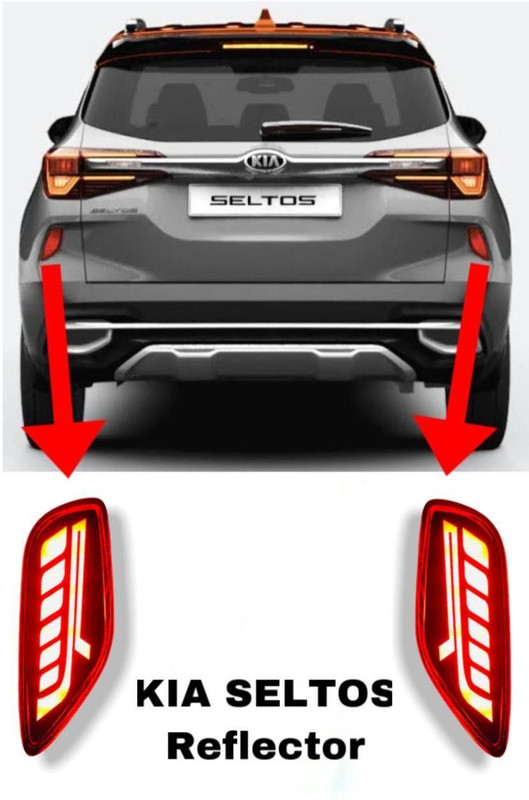 RohanEshop Kia Seltos 3 Function Matrix Reflector with Running Indicator Waterproof Type- B Car Reflector Light(Red)