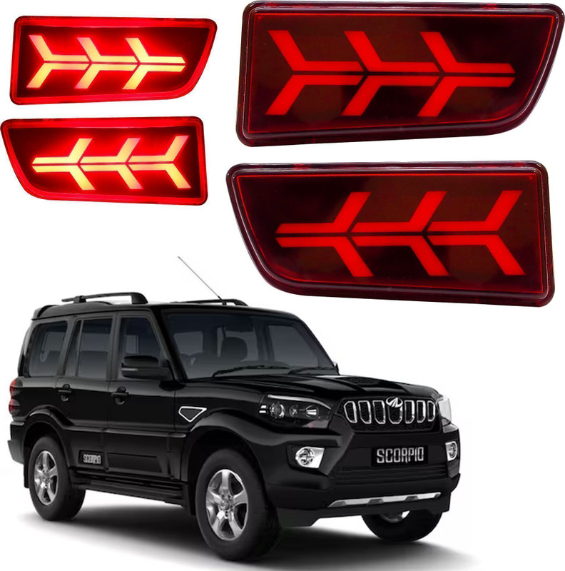 TOCIT Matrix 3 Sequential LED Rear Bumper Light for Mahindra Scorpio Premium Look Car Reflector Light(Red, Black)