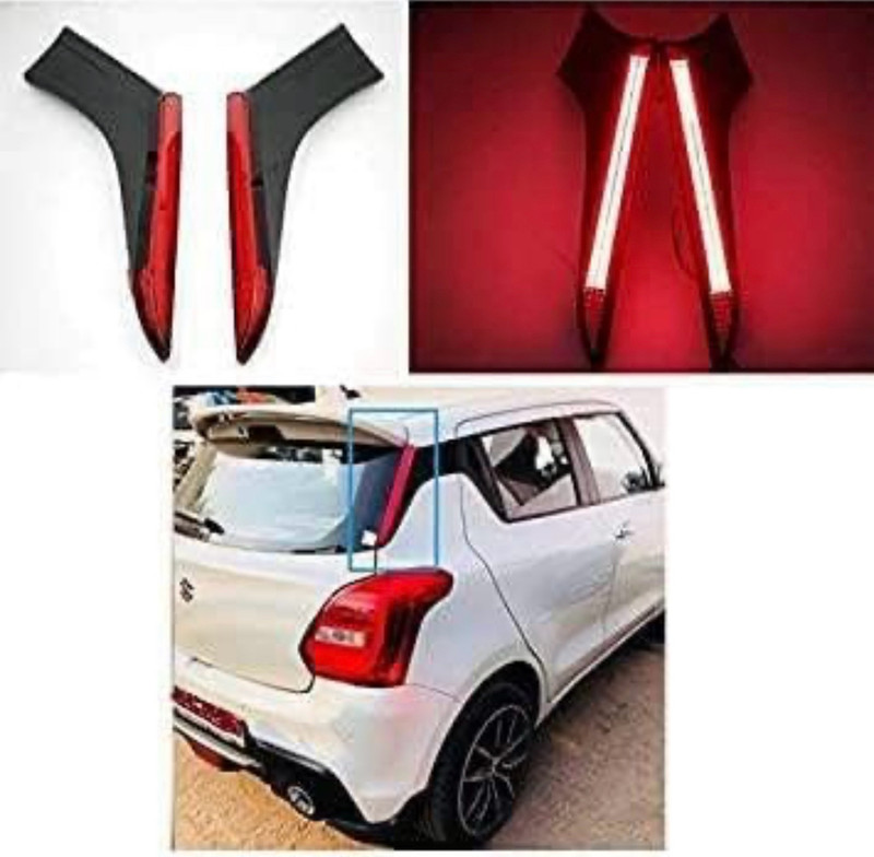 SNTP Imported Pillar Light For Swift 2018-2024 With Matrix Set Of 2 Car Reflector Light(Red, Yellow)