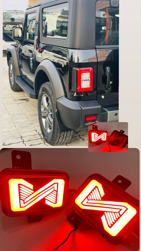 DDA ENTERPRISES LED REFLECTOR WITH MATRIX SCANING FUNCTION FOR THAR 2020 WITH 4 WIRE (2 PCS) Car Reflector Light(Red)