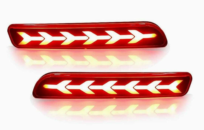 INDMOTIVE CAR REFLECTOR LED BRAKE ARROW DESIGN LIGHT FOR BUMPER REAR/BCK DRL WITH WIRING Car Reflector Light(Red)