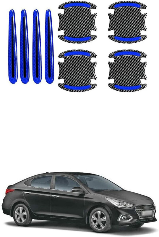 EMPIRE ELEMENTS A-Universal 3D CAR DOOR Handle Paint Scratch Protector BLUE REFLECTIVE Stickers Car Reflector Light(Blue)