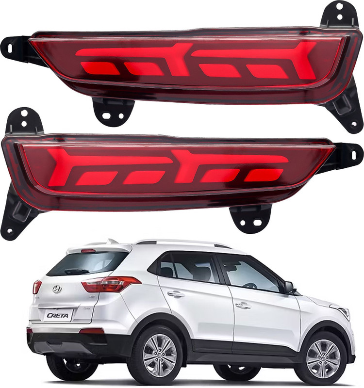 TOCIT Luxury Matrix LED Rear Reflector for Hyundai Creta (2015–17) Full 4-Functions Car Reflector Light(Red, Black)