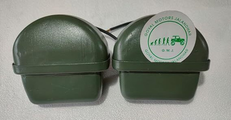 GOYAL MOTORS WILLYS CJ GPW GYPSY Black Out Light Front cap Type |Halogen Bulb Type Car Reflector Light(Green)