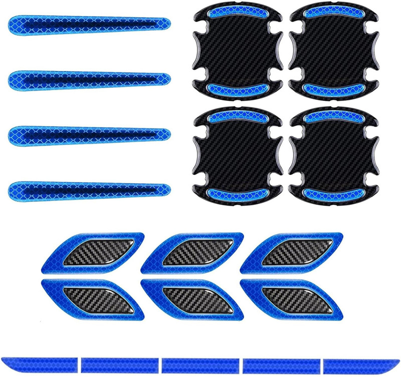 Mr fix Car Door Handle Cup Cover Scratch Protector Stickers Car Reflector Light(Blue)
