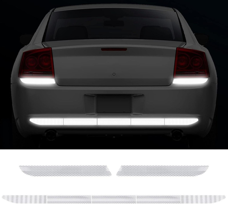 QM Store Sticker Reflective White Stripes Bright Car Safety Adhesive Night Warning Car Reflector Light(White)
