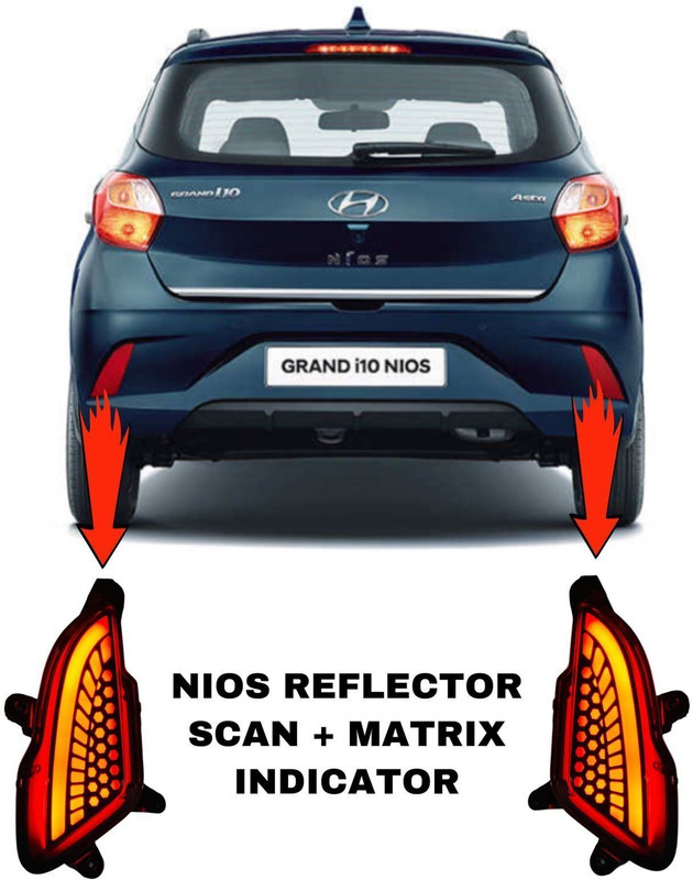 RohanEshop Grand i10 Nios Matrix Reflector with Indicator 3 Function Car Reflector Light(Red)