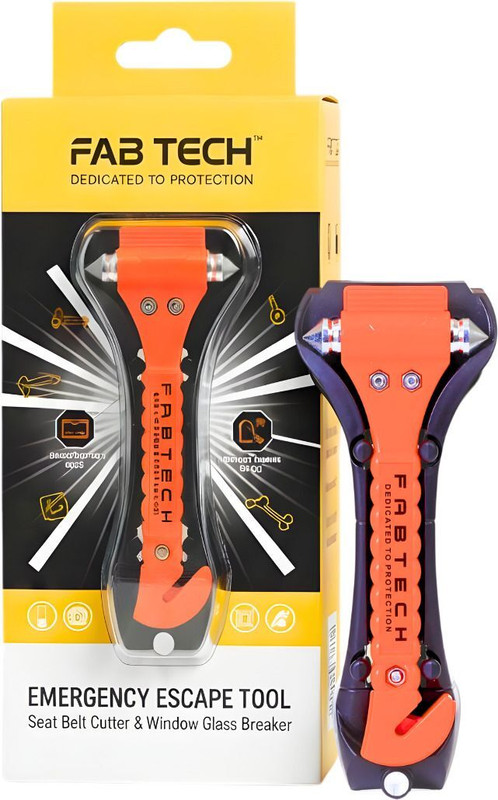 FAB TECH Seat Belt Cutter |Vehicle Window Glass Breaker|Emergency Escape Tool Pack of 1 Car Safety Hammer