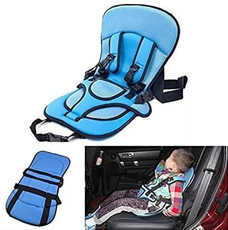 Poorvi Handloom Baby Car Cushion Safety Seat Baby Car Seat(Blue, Red)