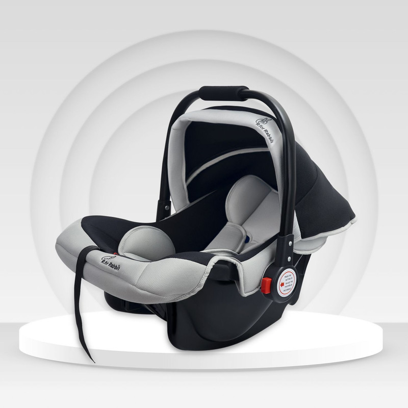 R for Rabbit Cozy Cot 3 Point Safety Harness with UV For 0 to 15 Months Babies Baby Carry Cot(Black Grey)