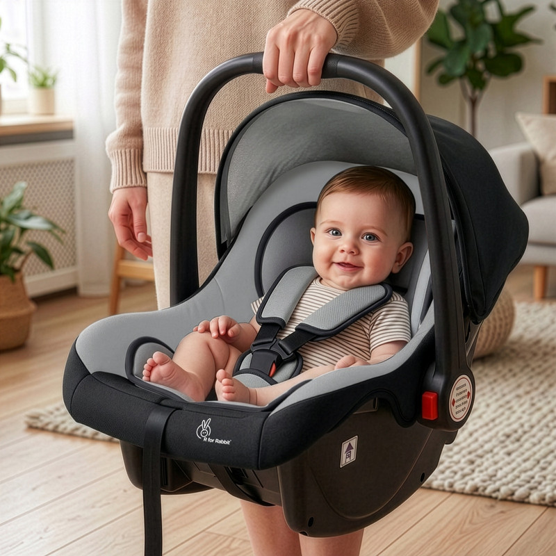 R for Rabbit Picaboo Cot 4 in 1 Infant & Rocker For 0-15 Months Baby Car Seat(Black, Grey)