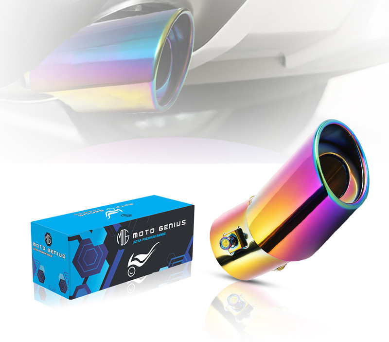 Moto Genius Stainless Steel Car Exhaust Tip | Bolt-On Tailpipe Muffler for All Cars Car Silencer(Adjustable Silencer Tip, Rustproof Exhaust Pipe Extension, (1PC) Multicolor)