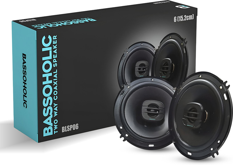 BASSOHOLIC BLSP06 Premium 6" Two-Way Coaxial Car Speaker High-Bass Sound| Powerful Sound Speakers | Imported Rubber Edge Cone | Universal Fit for Cars, SUVs & Trucks Coaxial Car Speaker(320 W)