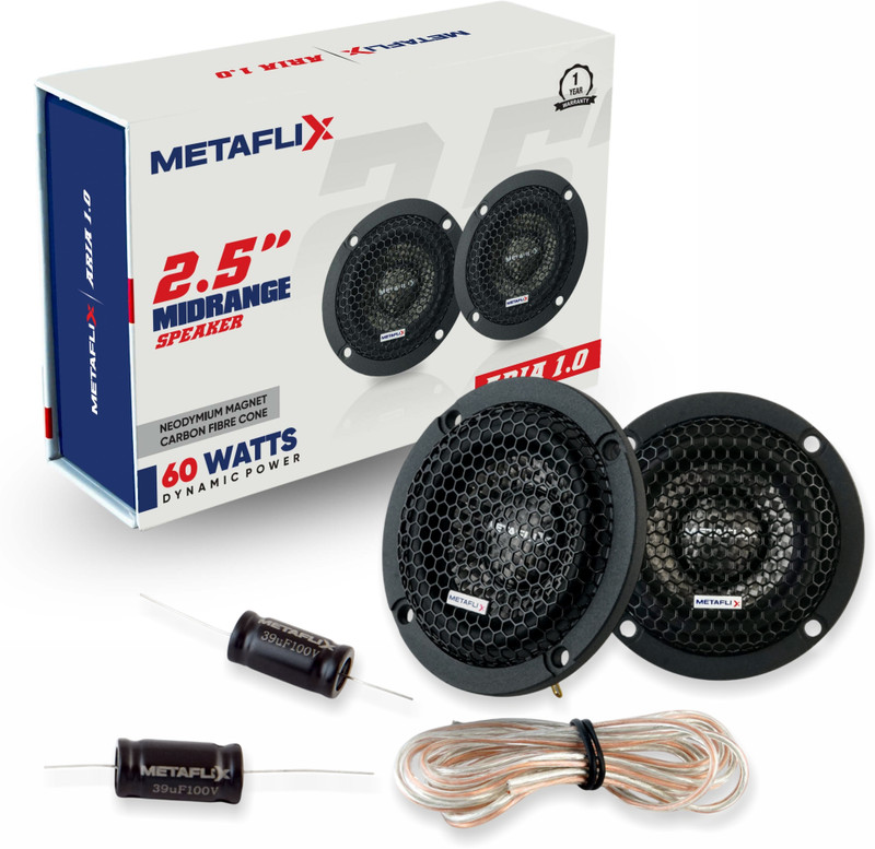 Metaflix 2.5" Midrange Speaker | Carbon Fiber | 60W Peak | HD Sound & Aluminum Build 2.5" Midrange Speaker | Carbon Fiber | 60W Peak | HD Sound & Aluminum Build Coaxial Car Speaker(60 W)