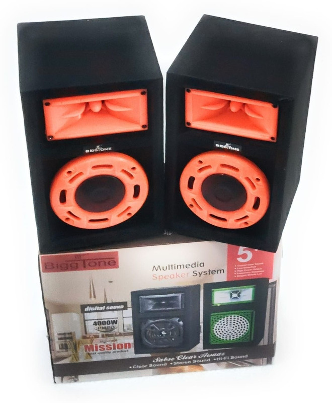 Biggtone Orange & Black 5-inch blanket car multimedia speaker Coaxial Car Speaker(2500 W)