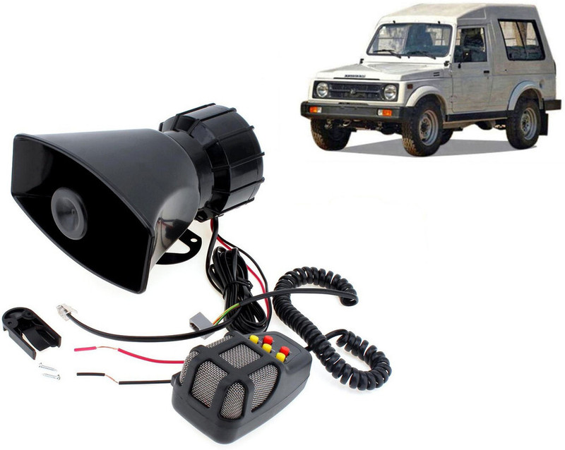 Selifaur 12 Volt Electric Air Horn Siren Speaker With Mic 7 Tone Sound Loud Car Siren Hooter/Ambulance/Siren/Traffic Sound For Gypsy King Component Car Speaker(100 W)
