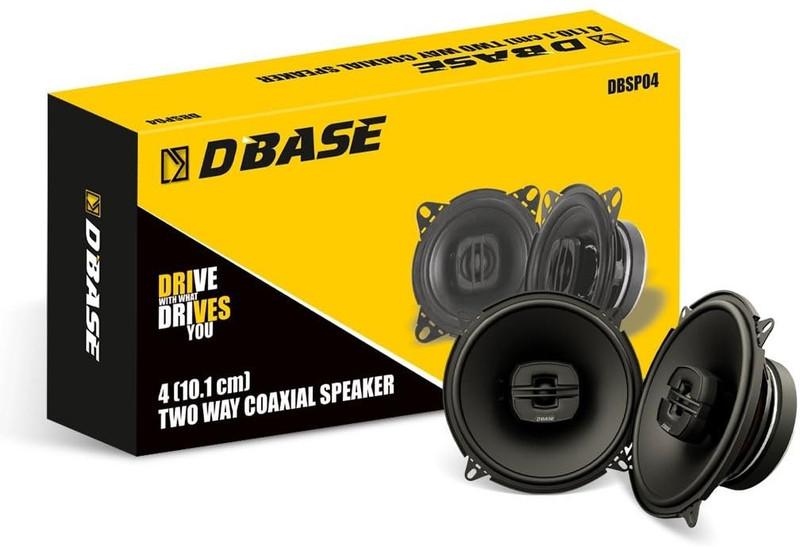 DBASE DBSP04 4" (10.1cm) 2-Way Car Audio Speakers | Max Power Clear Bass & Treble Dual-Cone Coaxial Car Speaker(280 W)