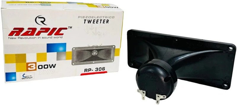 Eastar 2pcs RP 306 Black Piezo DJ Speaker Horn Tweeter for Car & Home Amplifier 306 Piezoeletrico Tweeter Glossy Neodymium Tweeter Piezo Stereo Audio Amplifier Tweeter Car Speaker(300 W)