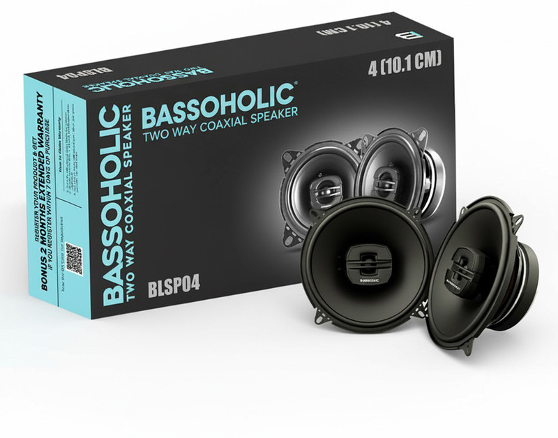 BASSOHOLIC BLSP04 Premium 4" (10.1 cm) Two-Way Coaxial Car Speaker | High-Bass Sound Speakers | 25mm Tweeter | 4 Ohm Impedance | Universal Fit for Cars Coaxial Car Speaker(70 W)