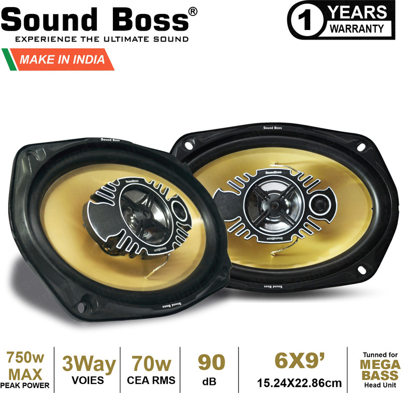 Sound Boss Gold Series SB-6975GS 6X9 Inch 3-Way Coaxial Car Speaker(750 W)