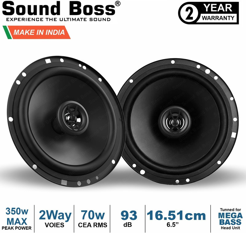 Sound Boss SB-CX-61SI Premium 2 Way 6.5 Inch 70 Watts RMS Coaxial Car Speaker(350 W)